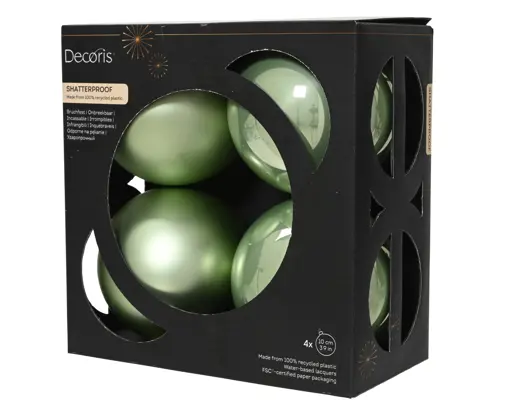 Conjunto de 4 Bolas de Natal 10cm Verde Matcha