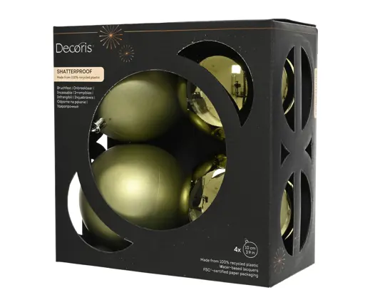 Conjunto de 4 Bolas de Natal 10cm Verde Rosemary