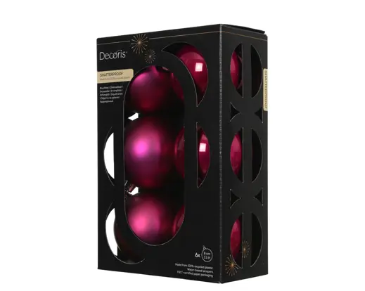 Conjunto de 6 Bolas de Natal 8cm Rosa
