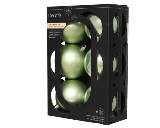 Conjunto de 6 Bolas de Natal 8cm Verde Matcha
