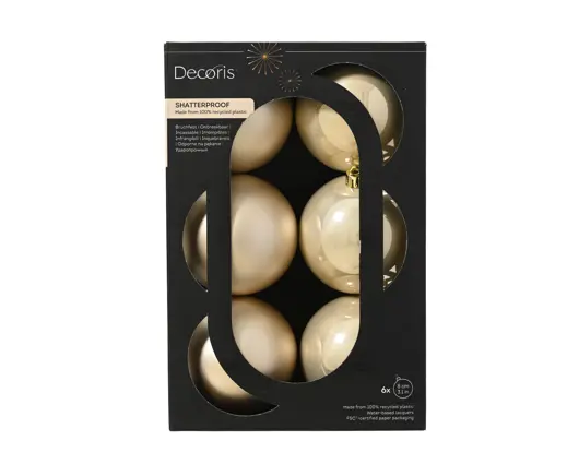 Conjunto de 6 Bolas de Natal 8cm Pérola