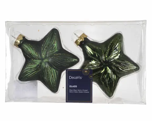 Conjunto de 2 Pendentes de Natal Estrela 10cm Verde