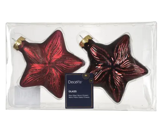 Conjunto de 2 Pendentes de Natal Estrela 10cm Vermelho