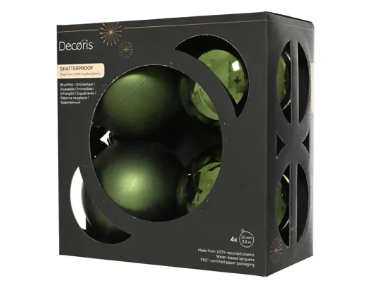 Conjunto de 4 Bolas de Natal 10cm Verde