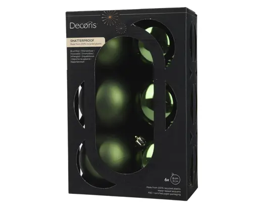 Conjunto de 6 Bolas de Natal 8cm Verde