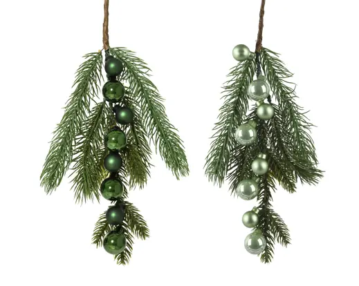 Haste de Pinho com Bolas Verdes 40cm