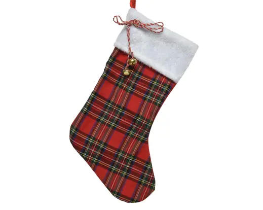 Pendente de Natal Meia Xadrez 40cm Vermelho