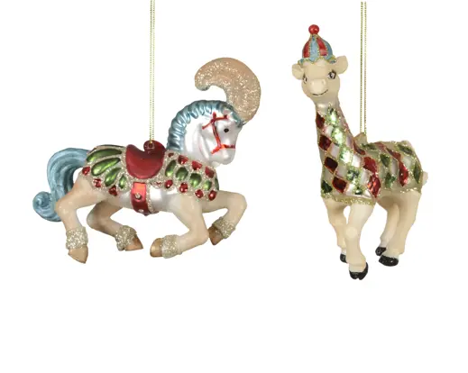 Pendente de Natal Animais no Carrossel 9cm