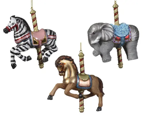 Pendente de Natal Animais de Carrossel 12cm