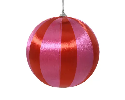 Bola de Natal Fio Brilhante 8cm Vermelho e Rosa