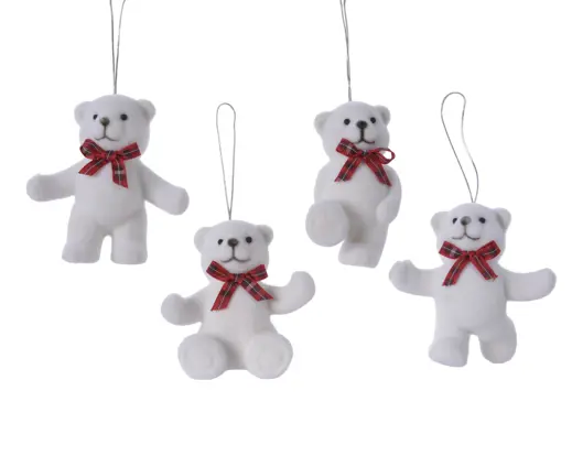 Pendente de Natal Urso 6cm Branco