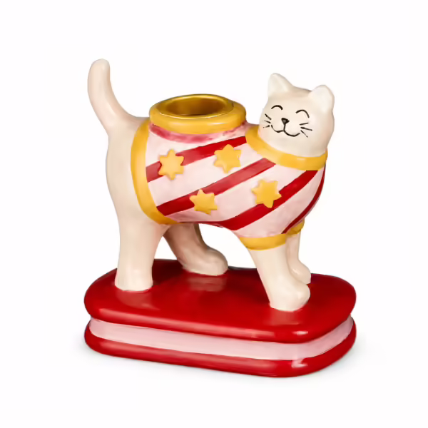 Castiçal Decorativo em Forma de Gato
