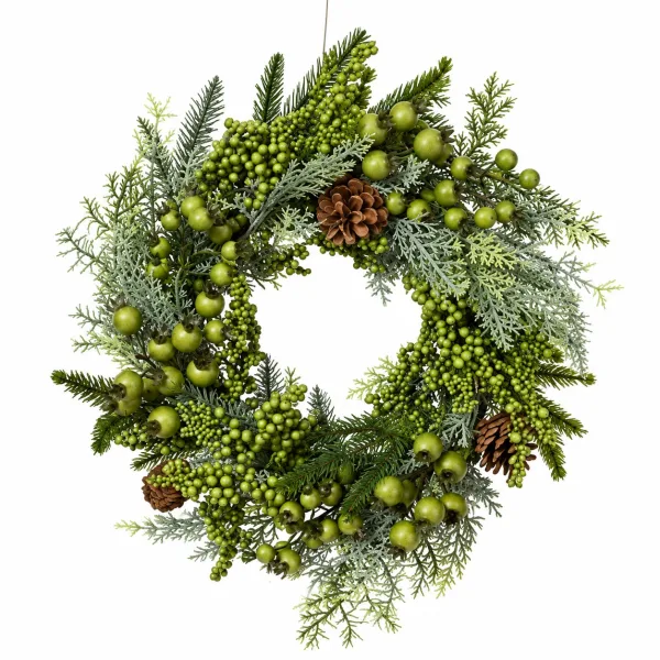 Coroa de Natal com Bagas Verdes