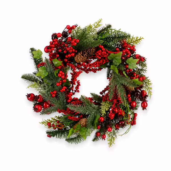 Coroa de Natal Verde com Bagas